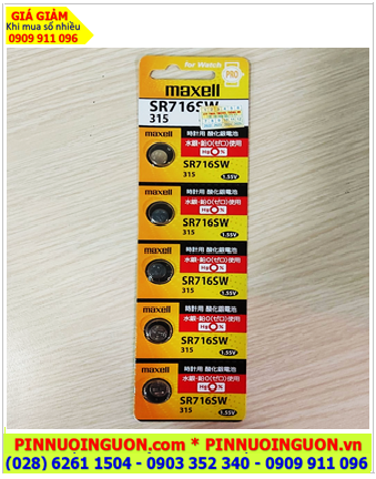 COMBO 01vỉ 5viên Pin đồng hồ 1.55v Silver Oxide MAXELL SR716SW - Pin 315 chính hãng, Xuất xứ NHẬT